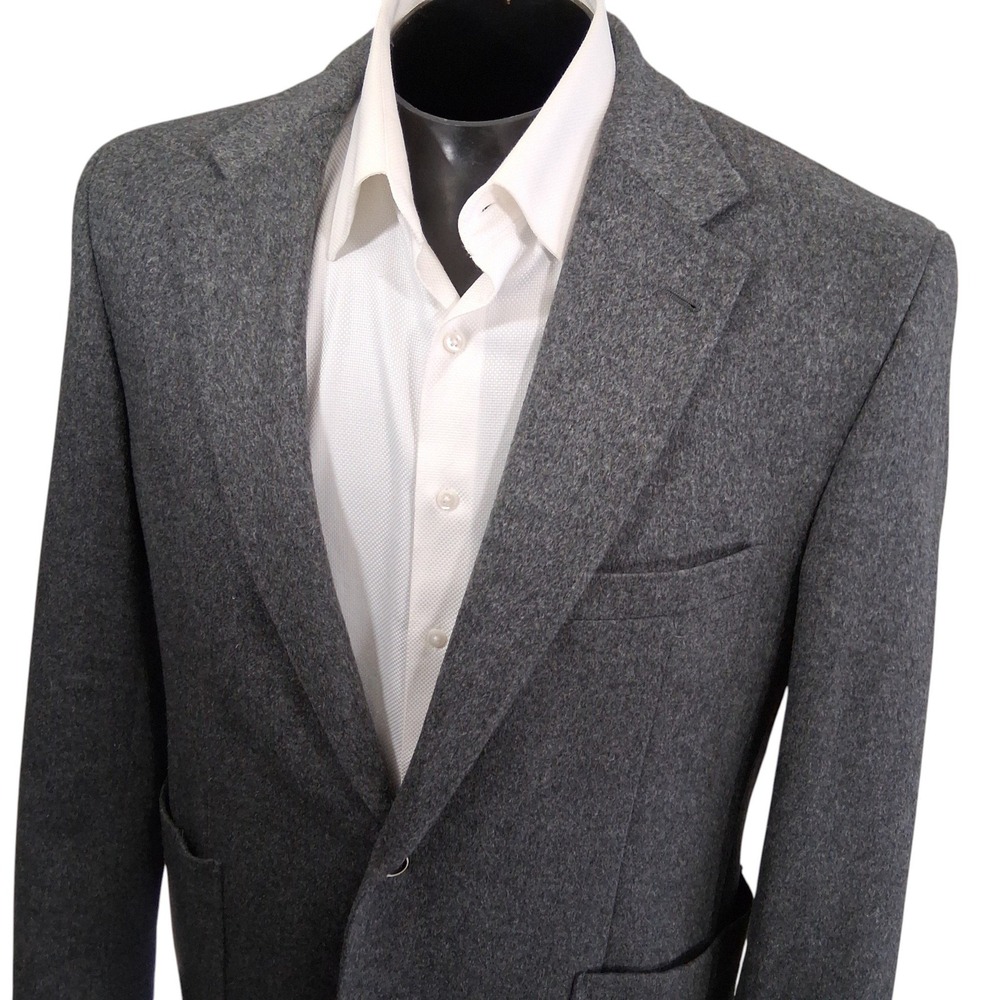 IBIZA Sport Coat Mens 46L Gray Pisa 100% Wool Unstructured Patch Pocket Blazer